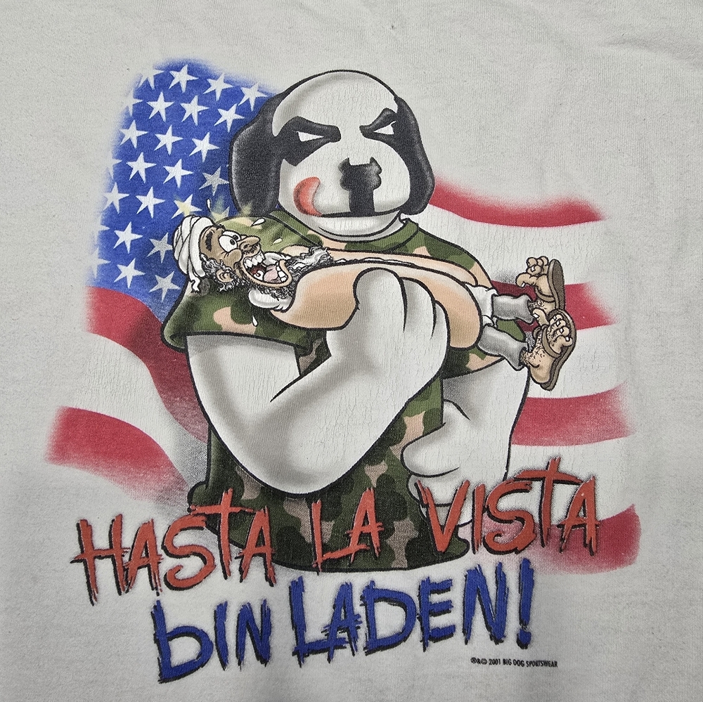 Vintage Y2K Little Big Dogs Hasta La Vista Osama Bin Laden Hot Dog Youth Tshirt - Picture 4 of 9